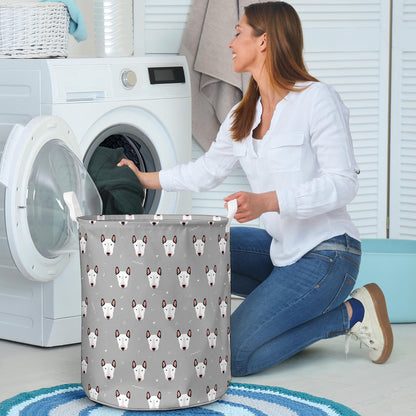 Bull Terrier Head Print Pattern Laundry Basket