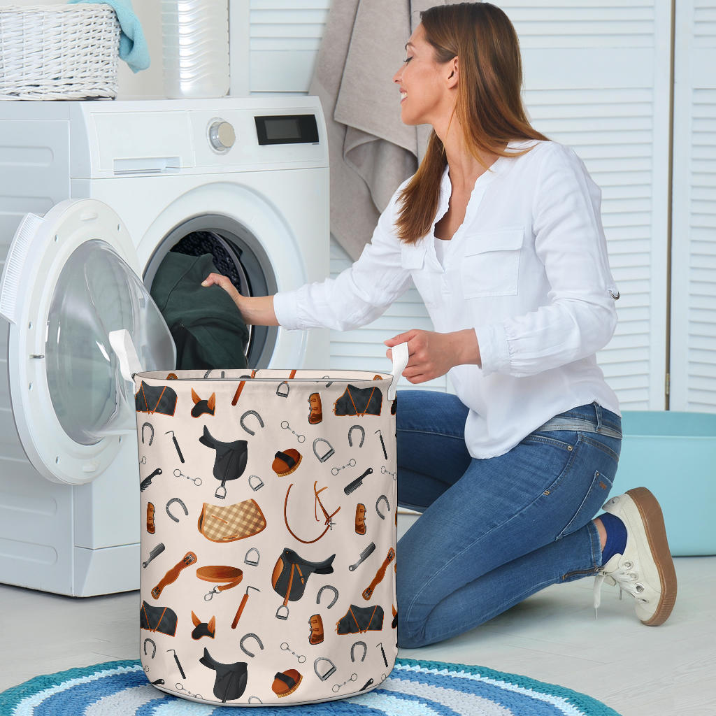 Equestrian Equipment Print Pattern Laundry Basket