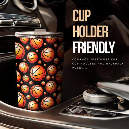 Basketball Black Background Pattern Tumbler