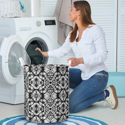 Tie Dye Black White Design Print Laundry Basket
