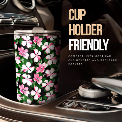 Hibiscus Pink Flower Hawaiian Print Tumbler
