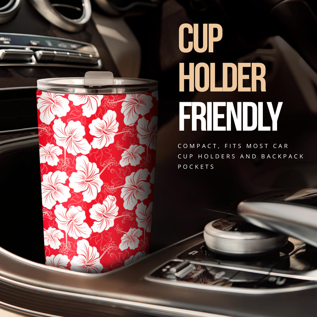 Flower Hawaiian Hibiscus Red Background Print Tumbler