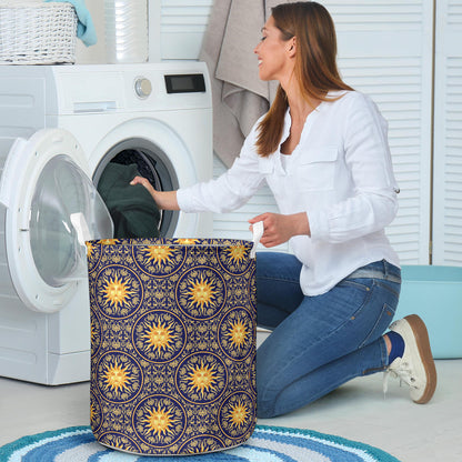 Celestial Gold Sun Face Laundry Basket
