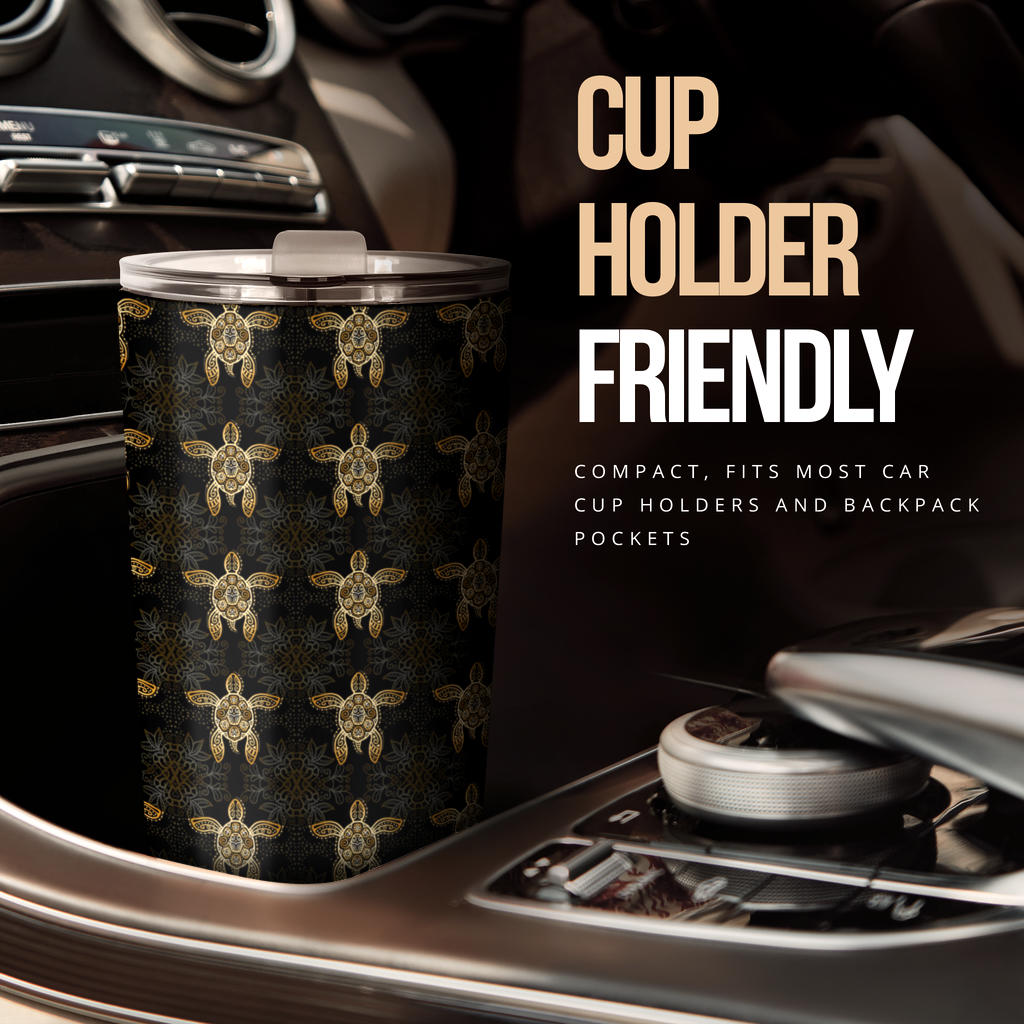 Gold Tribal Turtle Polynesian Design Tumbler