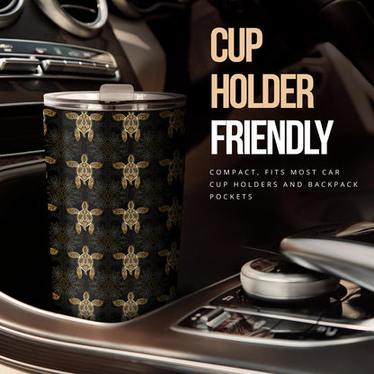 Gold Tribal Turtle Polynesian Design Tumbler