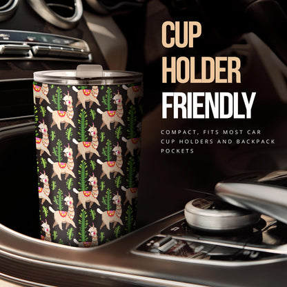 Alpaca Cactus Design Themed Print Tumbler