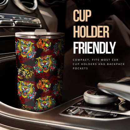 Tattoo Tiger Colorful Design Tumbler