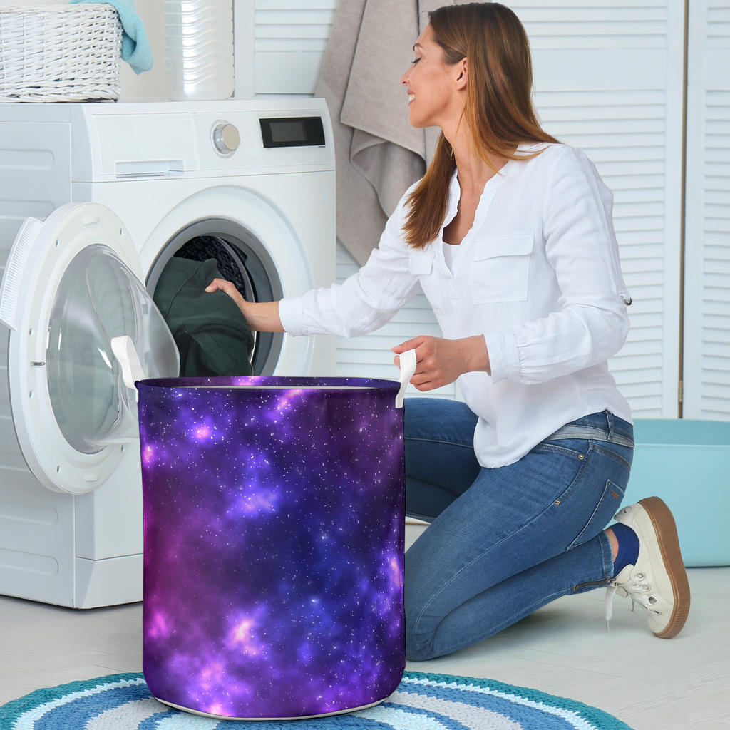 Celestial Purple Blue Galaxy Laundry Basket