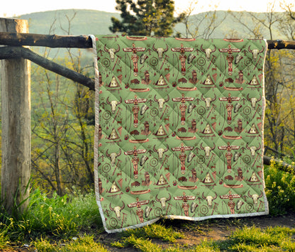 Native Indian Themed Design Print Quilt Bedspread
