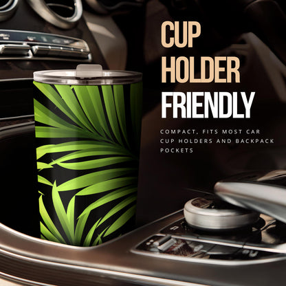 Green Neon Tropical Palm Leaves Tumbler