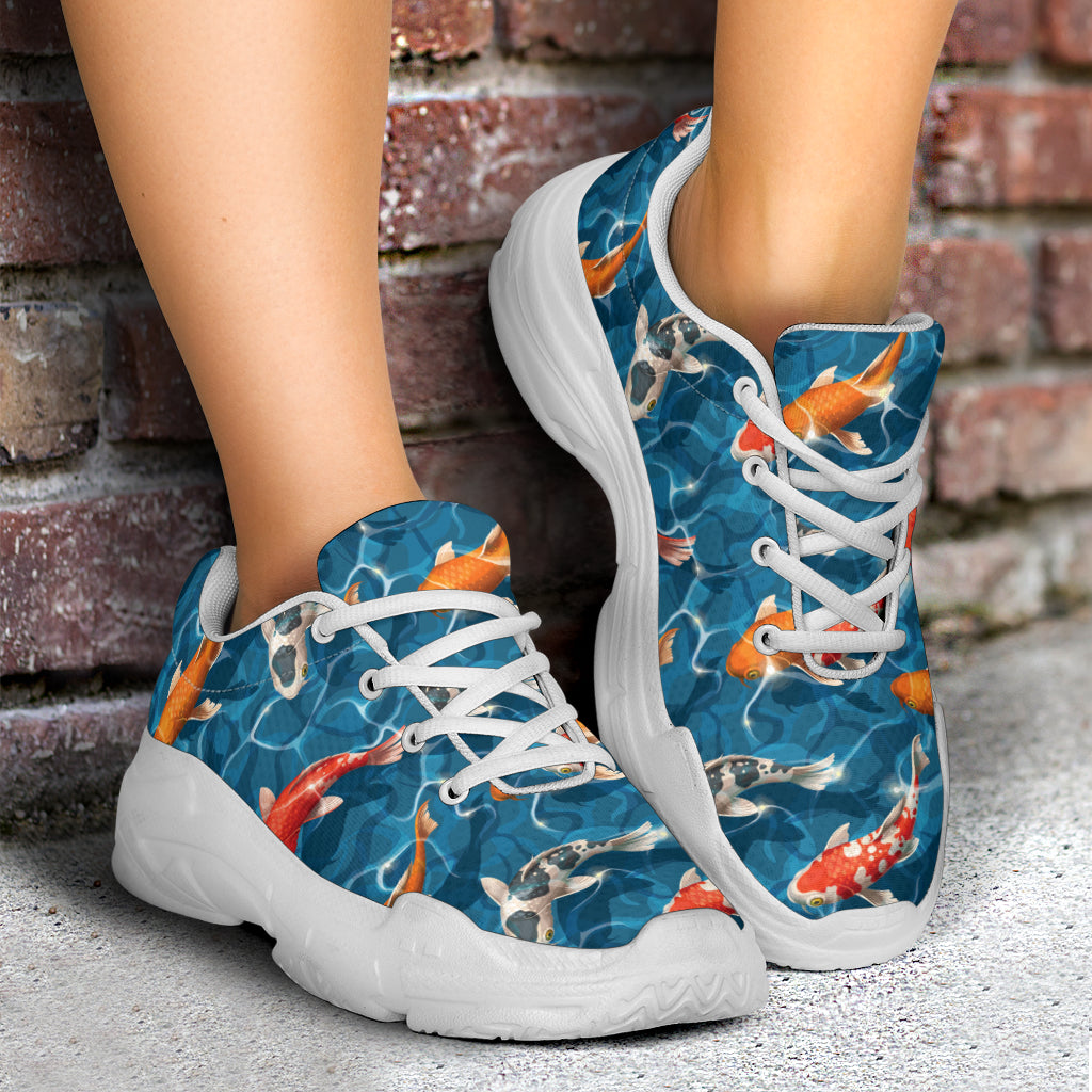 Koi Carp Water Design Themed Print Chunky Sneakers