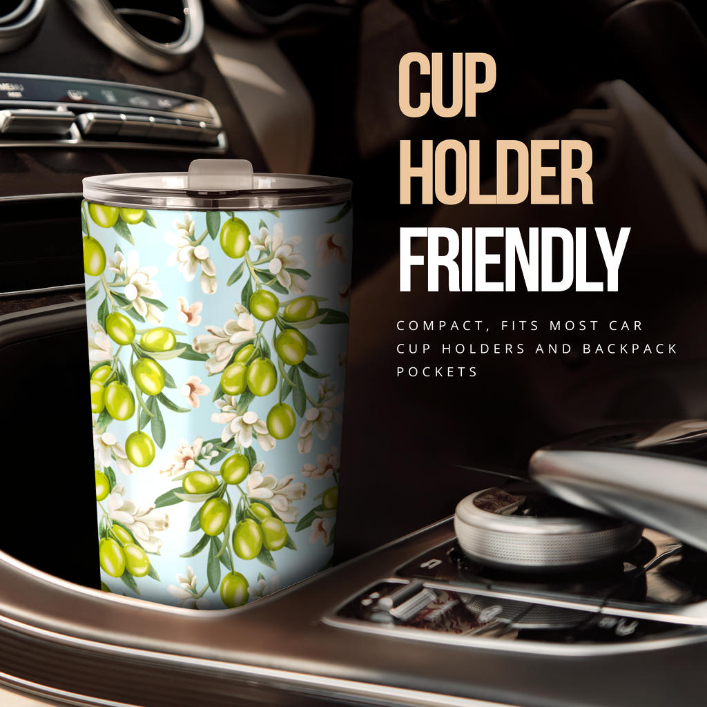 Elegant Olive Floral Print Tumbler