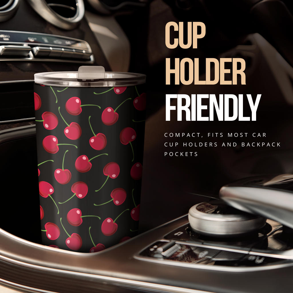Cherry Black Background Tumbler