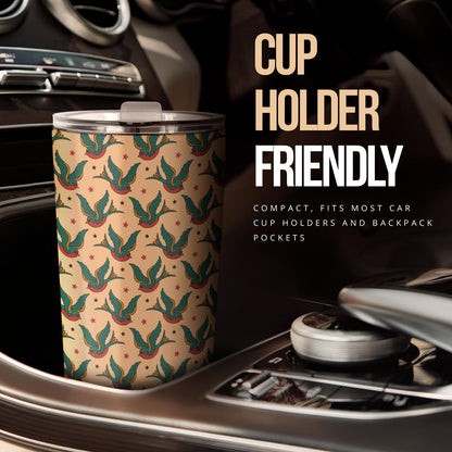 Old School Tattoo Swallow Design Tumbler