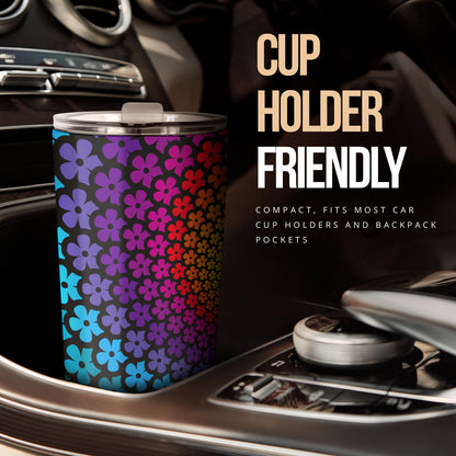 Flower Power Rainbow Spiral Print Tumbler