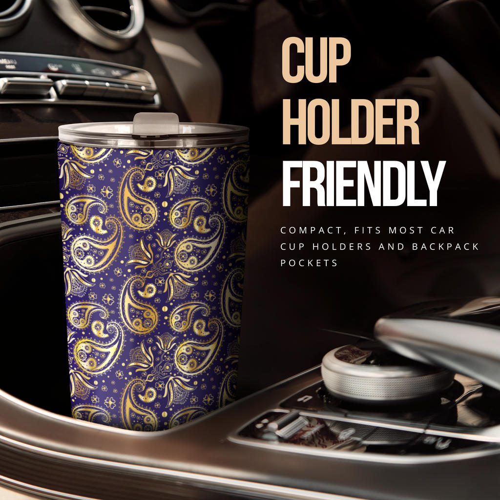 Paisley Blue Yellow Design Print Tumbler