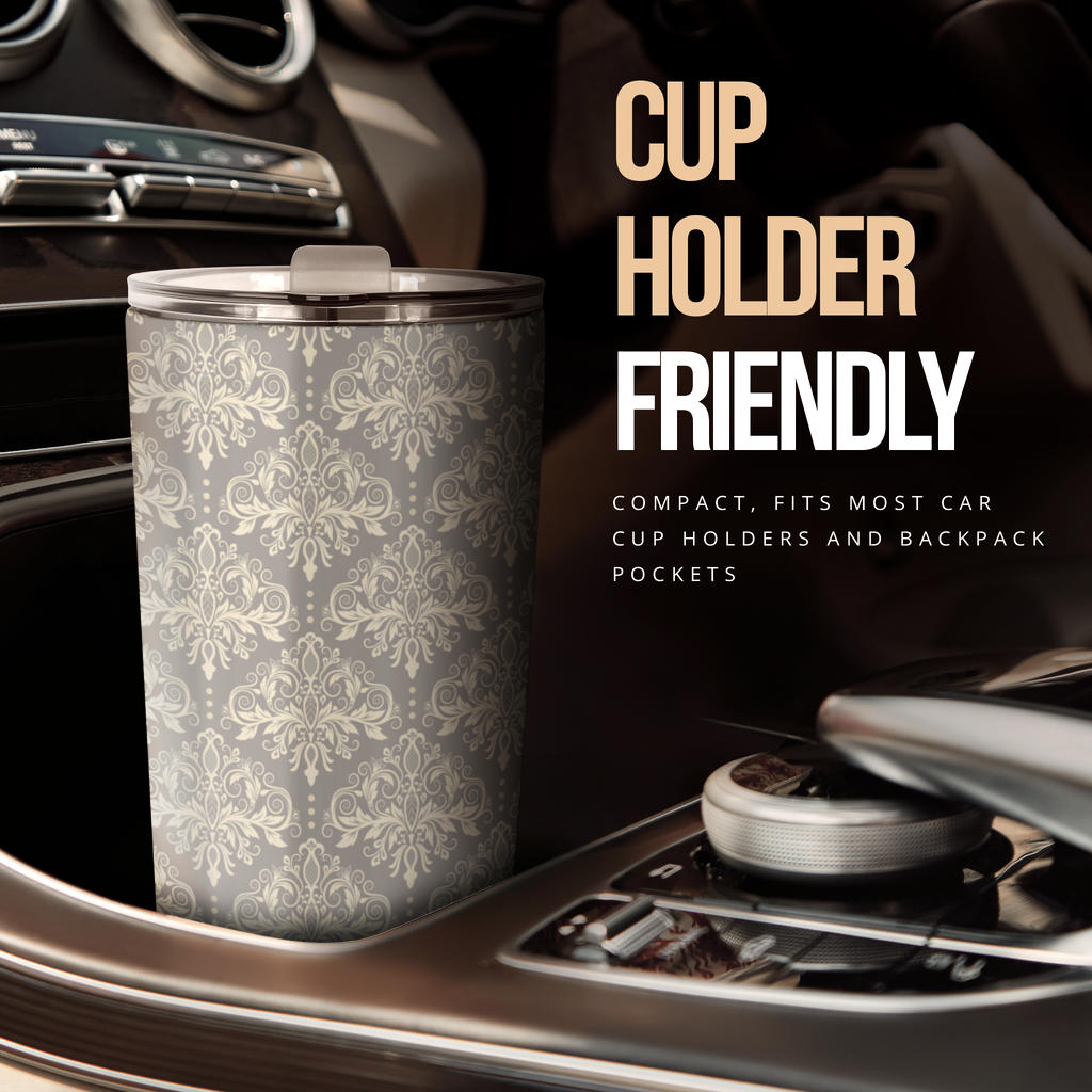 Damask Grey Elegant Print Pattern Tumbler