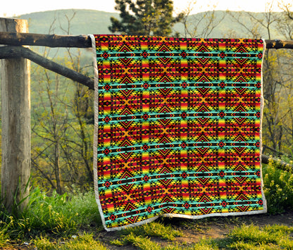 Kente Red Design African Print Quilt Bedspread