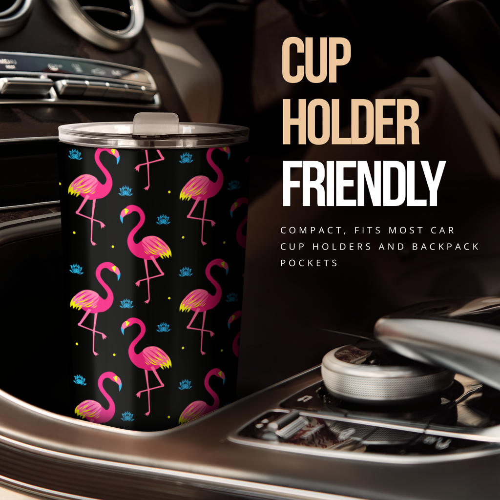 Flamingo Pink Neon Print Pattern Tumbler
