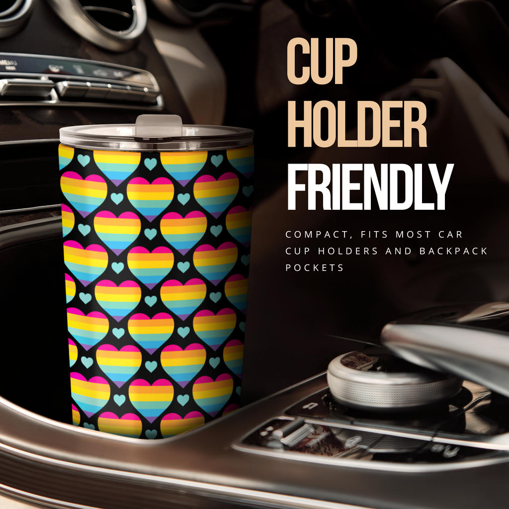 Rainbow Heart Print Pattern Tumbler
