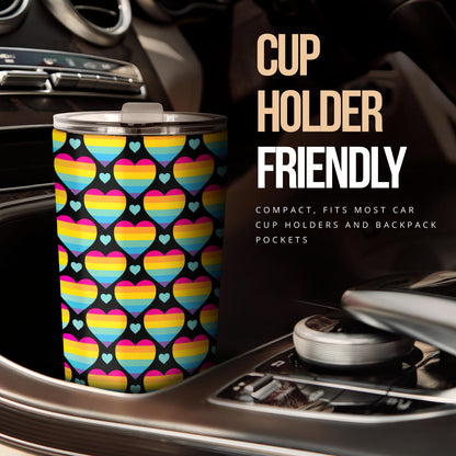 Rainbow Heart Print Pattern Tumbler