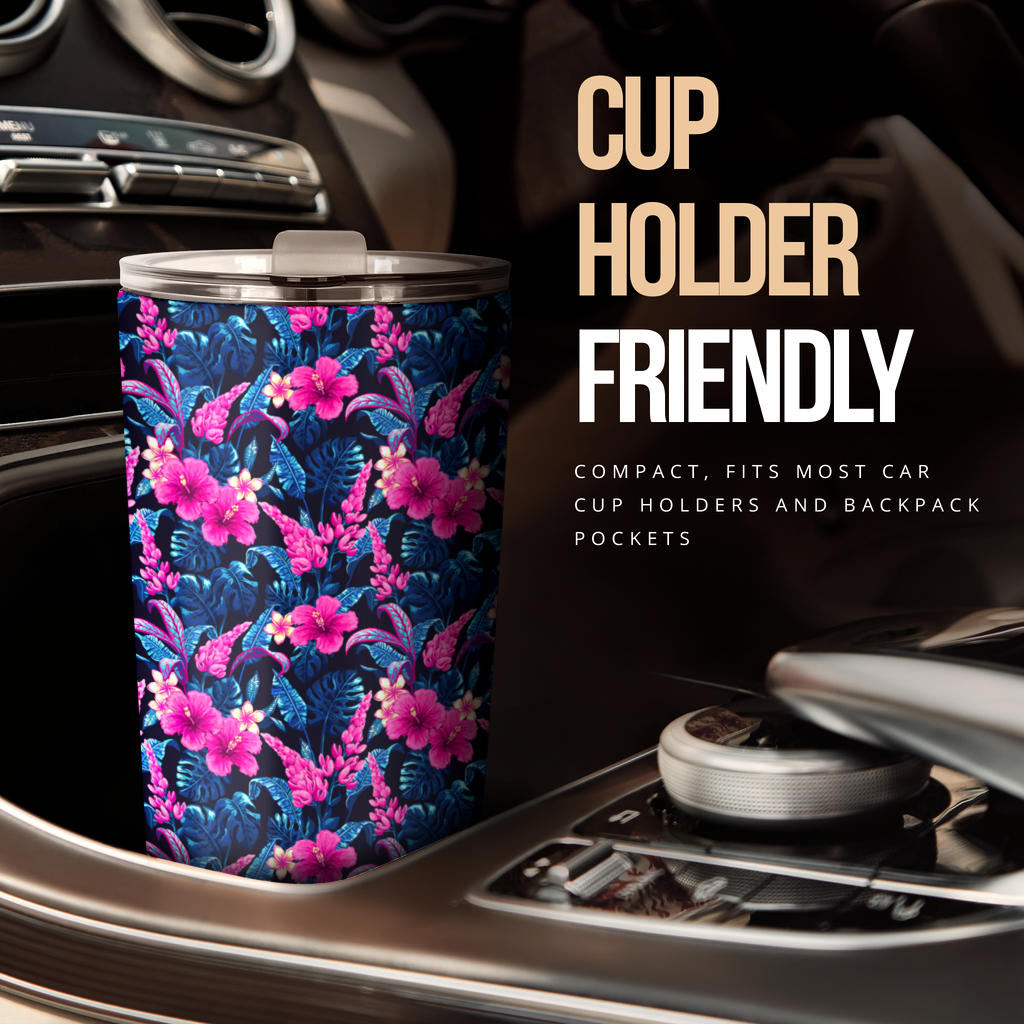 Tropical Folower Pink Themed Print Tumbler