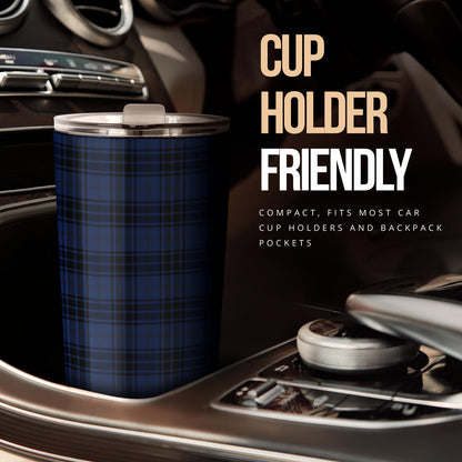 Navy Blue Tartan Plaid Pattern Tumbler