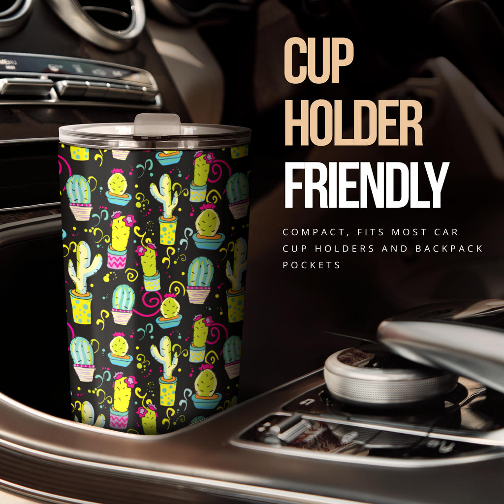 Cactus Neon Style Print Pattern Tumbler