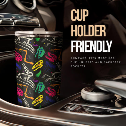 Dinosaur Skull Color Print Pattern Tumbler