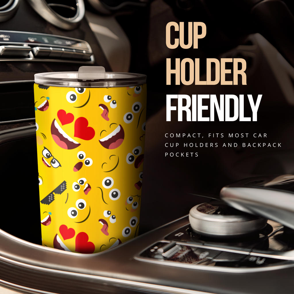 Emoji Face Print Pattern Tumbler