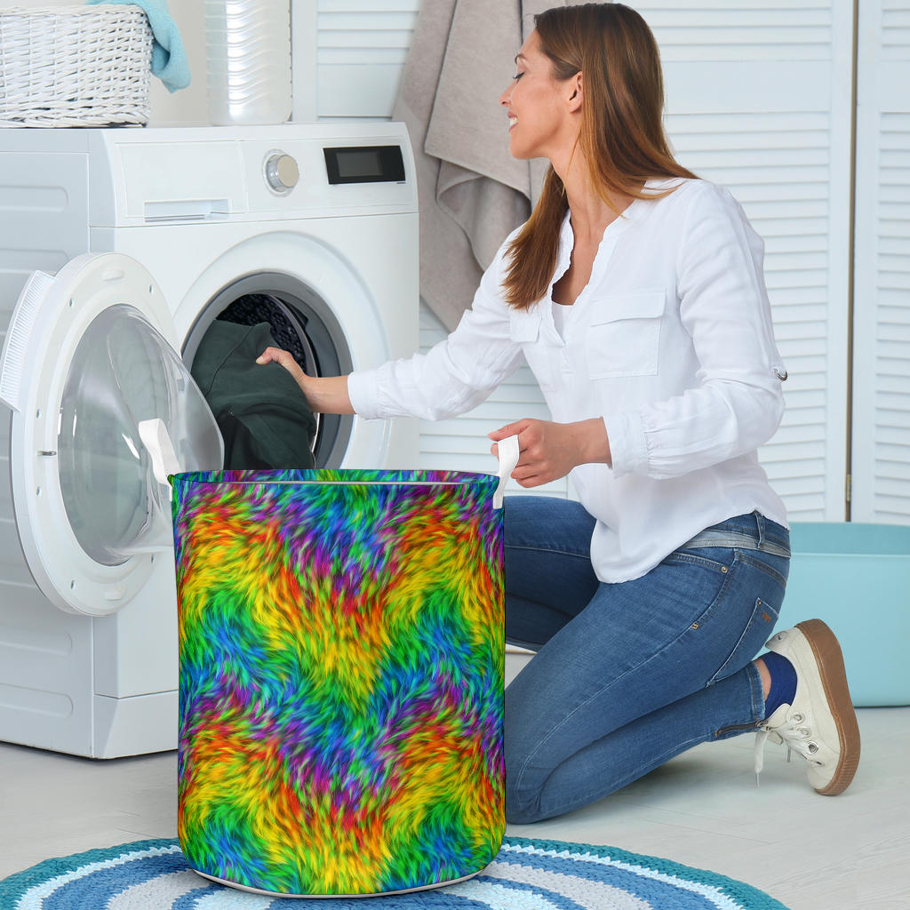 Rainbow Fur Design Print Laundry Basket
