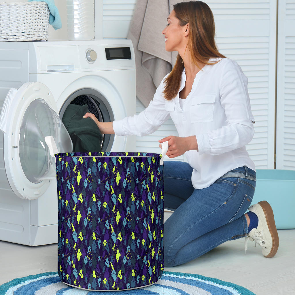 Shark Neon color Print Laundry Basket