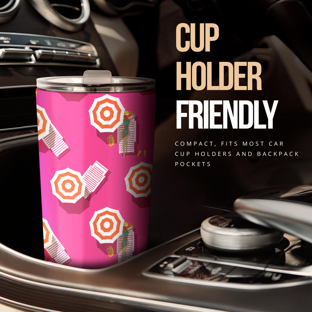 Beach Top View Umbrella Theme Tumbler