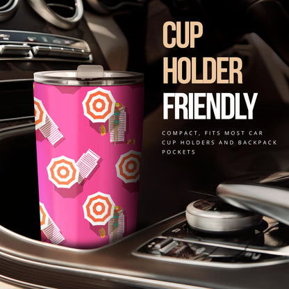 Beach Top View Umbrella Theme Tumbler