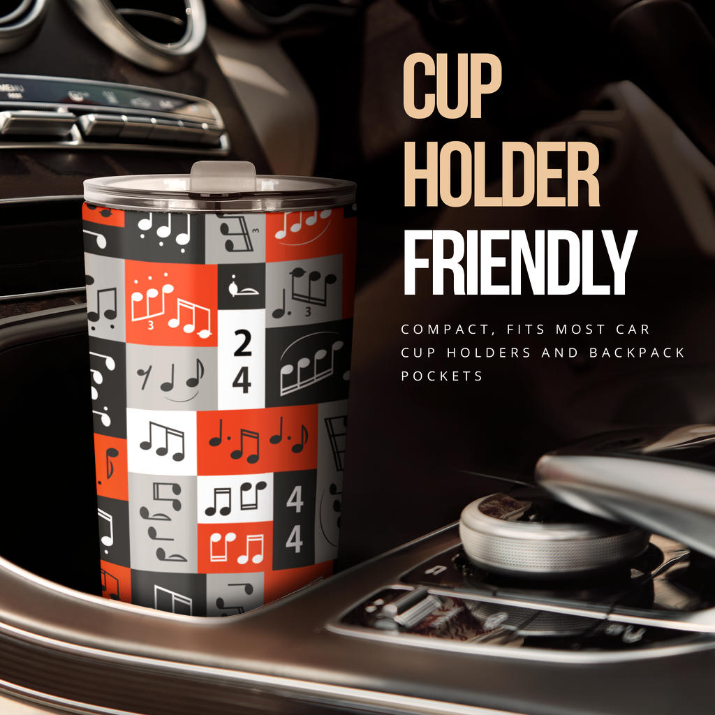 Music Note Design Themed Print Tumbler
