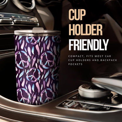 Peace Sign Feather Design Print Tumbler