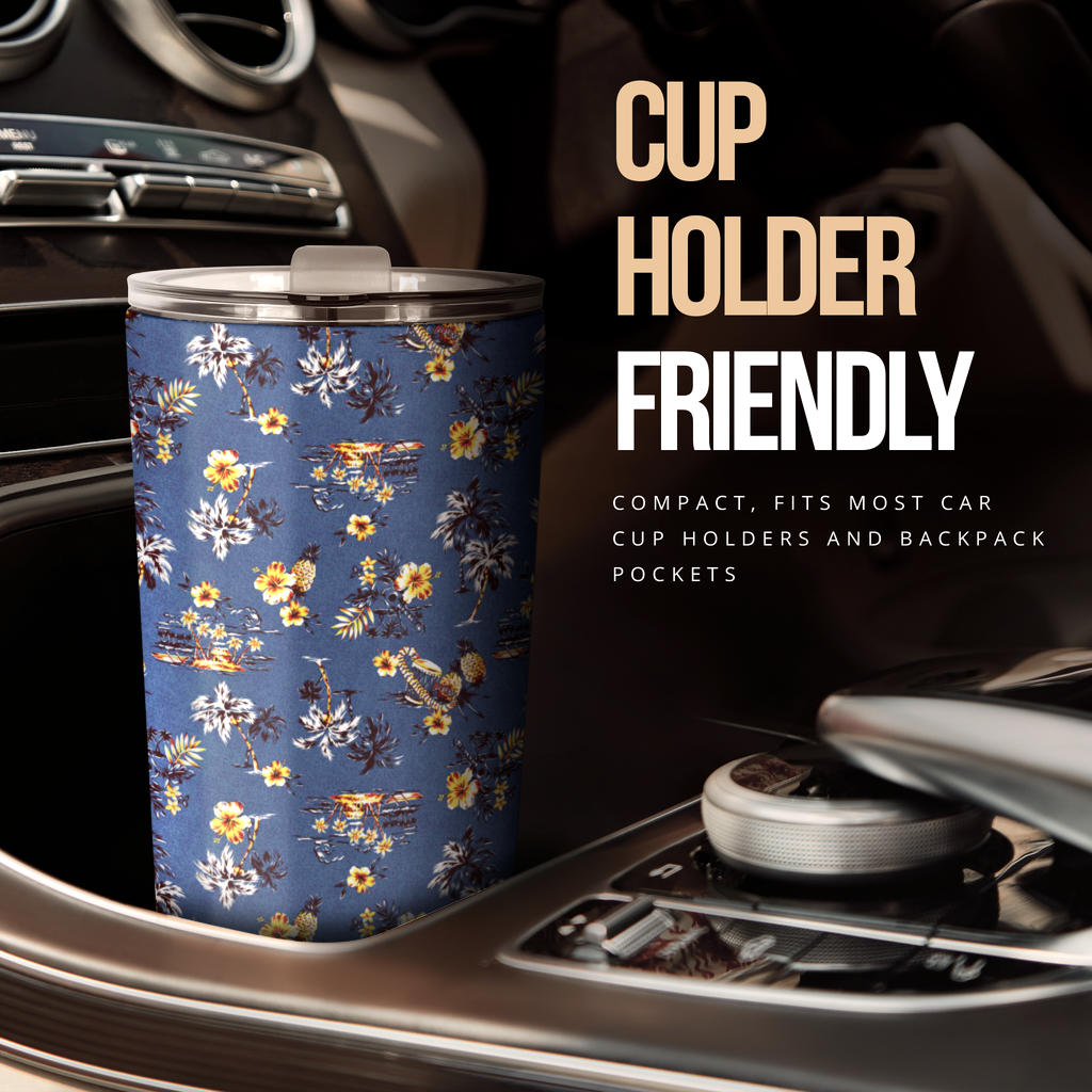 Hawaiian Flower Blue Print Tumbler