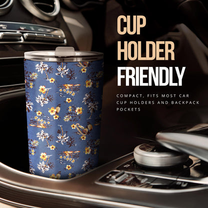 Hawaiian Flower Blue Print Tumbler