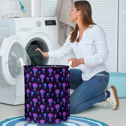 Jellyfish Neon Print Laundry Basket