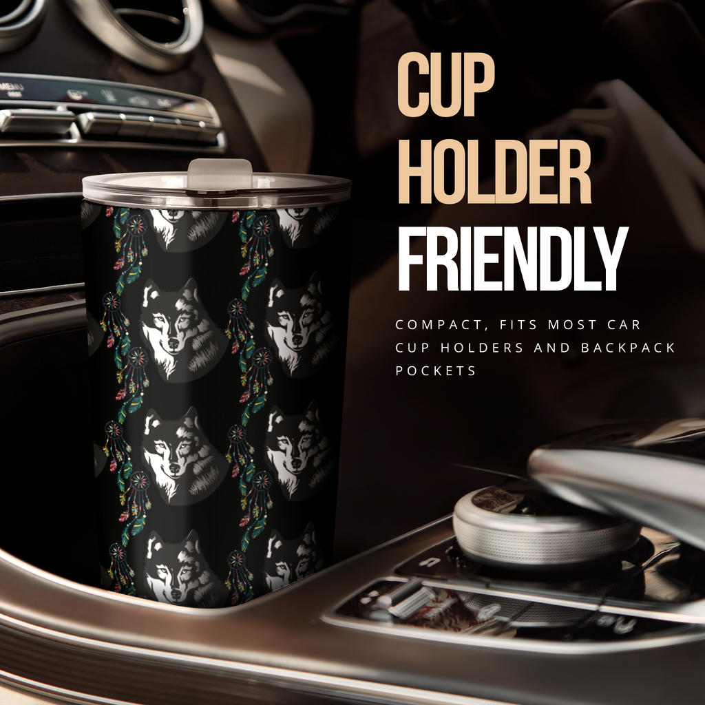 Wolf Black Dream Catcher Design Print Tumbler