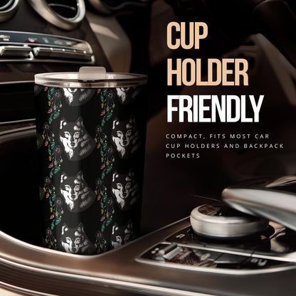 Wolf Black Dream Catcher Design Print Tumbler