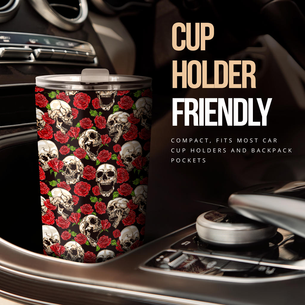 Skull Roses Design Themed Print Tumbler
