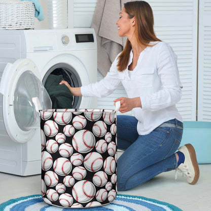 Baseball Black Background Laundry Basket