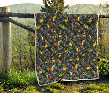 Parrot Themed Print Quilt Bedspread