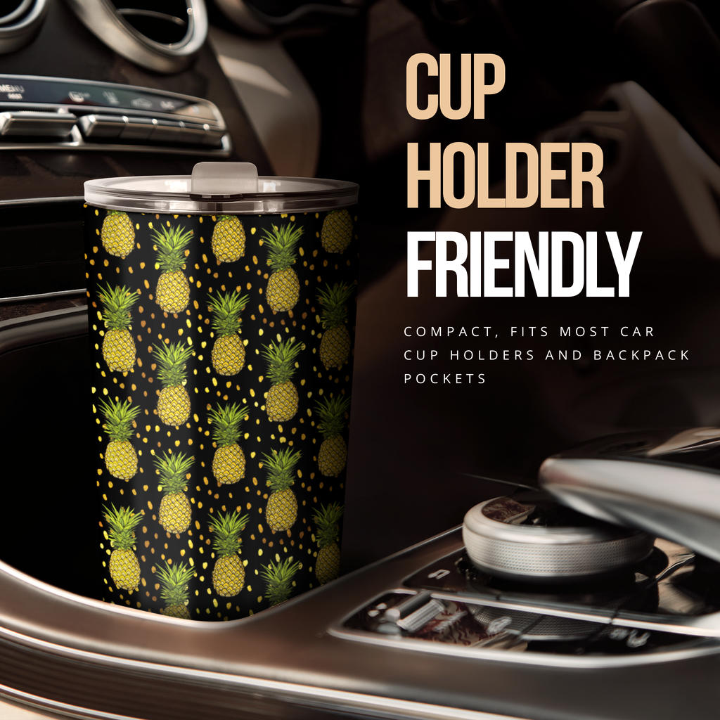 Pineapple Gold Dot Themed Print Tumbler
