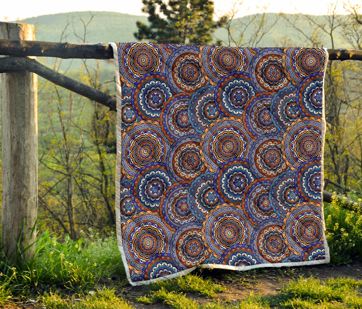 Mandala Boho Chic Design Print Quilt Bedspread