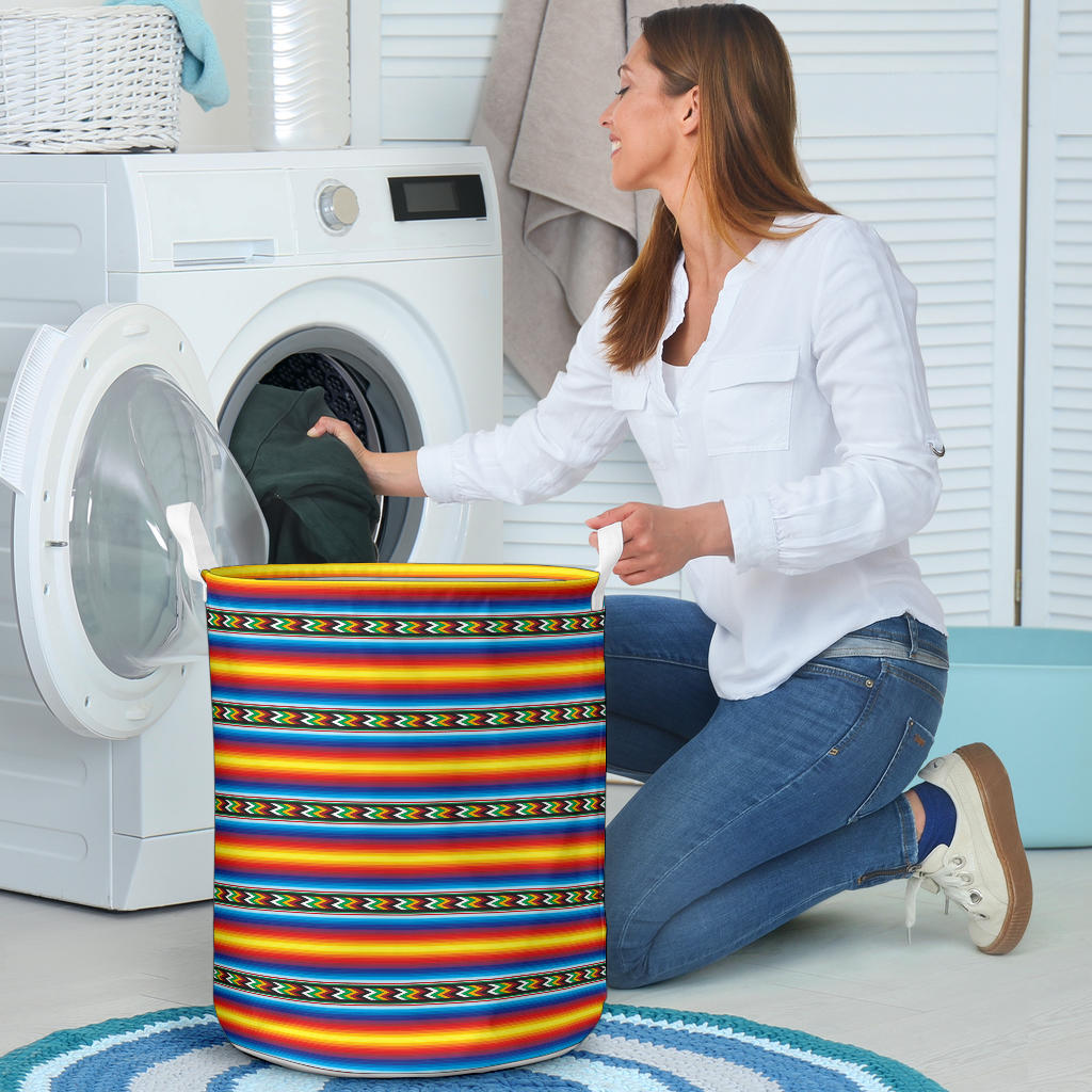 Mexican Blanket ZigZag Print Pattern Laundry Basket