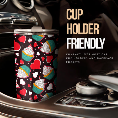 Cupcakes Heart Print Pattern Tumbler