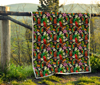 Parrot Design Print Quilt Bedspread