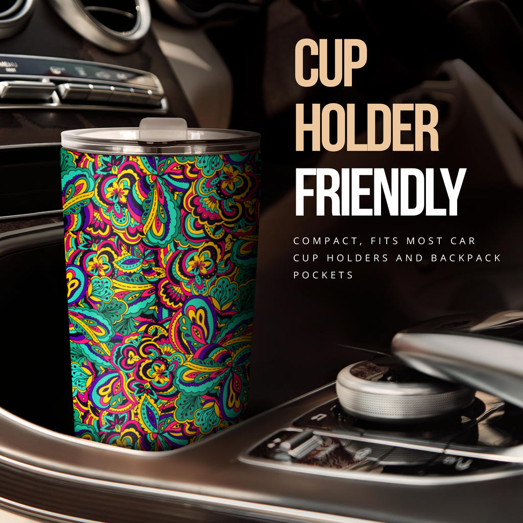 Psychedelic Trippy Floral Design Tumbler